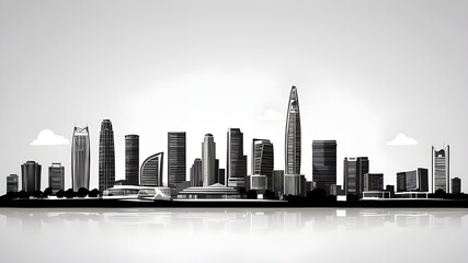 Naklejka premium Lagos skyline horizontal banner. Black and white silhouette of Lagos, Nigeria. Vector template for your design. 