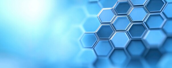 Technology in blue abstraction background with hexagons