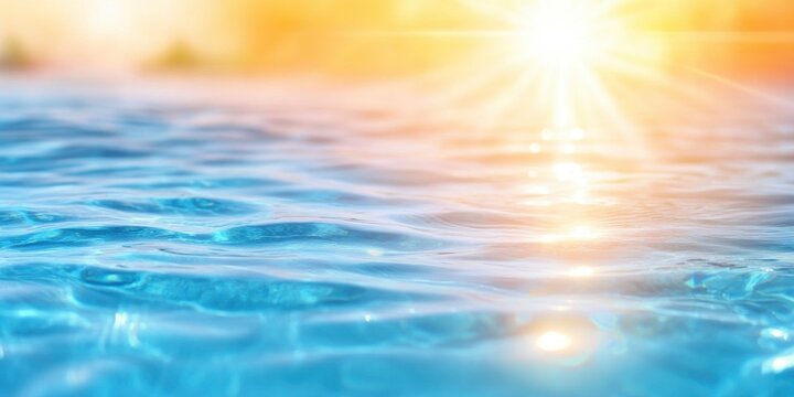 Abstract background of blue swimming pool water with sunlight