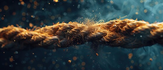 burst of a frayed rope as it reaches its breaking point