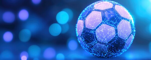 A soccer ball with a computerized analytics interface is signifying data analysis and online sports betting.