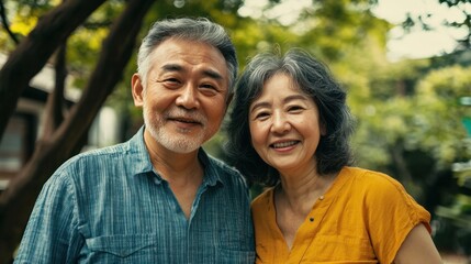 Obraz premium Happy Senior Couple in a Garden