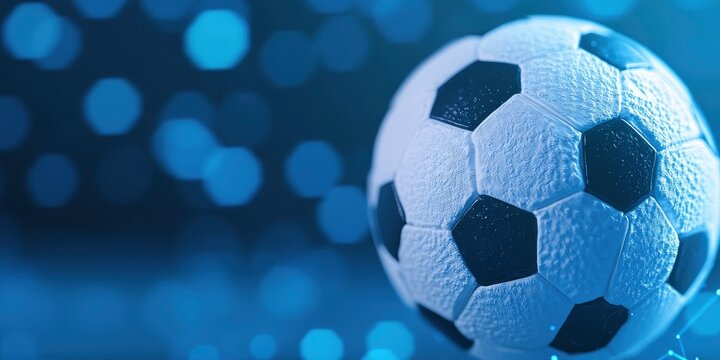 A soccer ball with a computerized analytics interface is signifying data analysis and online sports betting.