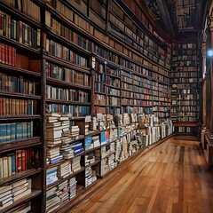 Fototapeta premium books in library