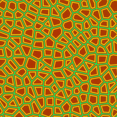 Geometric red and green geometric mosaic pattern. 3d rendering illustration