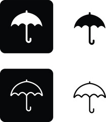 Umbrella, Insurance Line Icon set. Editable Stroke flat black vector collection isolated on transparent background. Pixel Perfect. Protection parasol symbol. For Mobile and Web. Insurance Act Solid