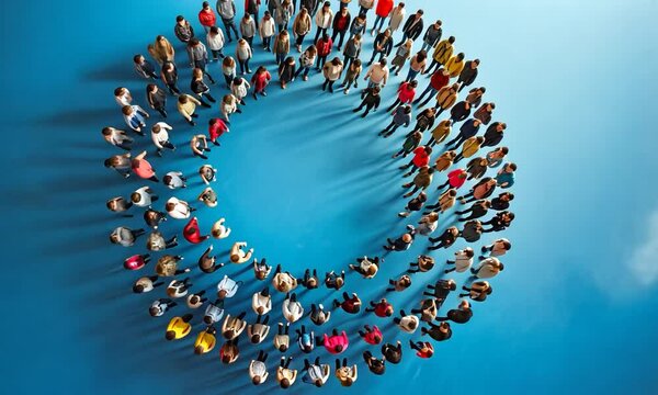 A group of people are standing in a circle