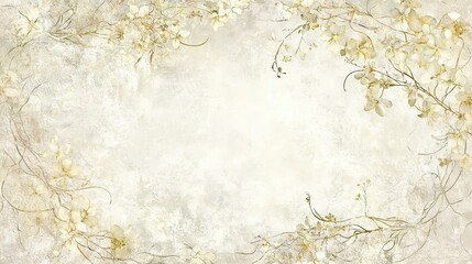 Delicate white floral border design on a soft textured background for elegant invitations or stationery