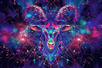 Vibrant Capricorn zodiac design with geometric patterns for astrology enthusiasts