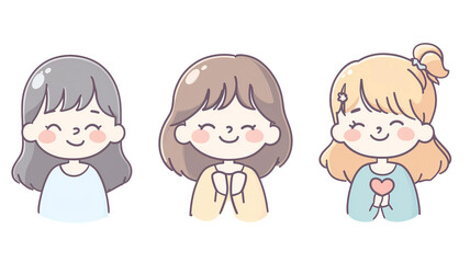 A cute, cartoon-style illustration Girl in Pastel Colors and Minimalistic Flat Vector Style