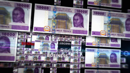 Central African CFA Franc growing pile of money concept 3d illustration