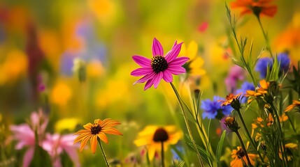 Obraz premium Endless Bloom: A Vibrant Summer Wildflower Meadow in Full Color