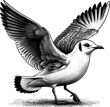 black and white seagull flying clip art preview