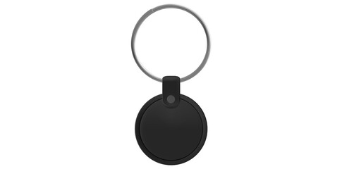 Realistic Blank Leather Key Chain With Metal Ring Vector Illustration.	