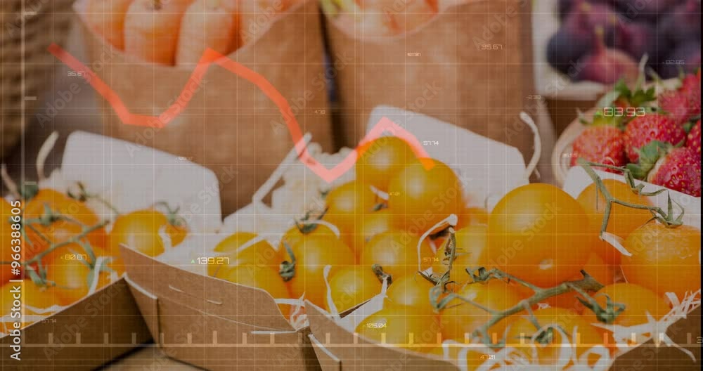 Poster animation of data processing over fresh tomatoes