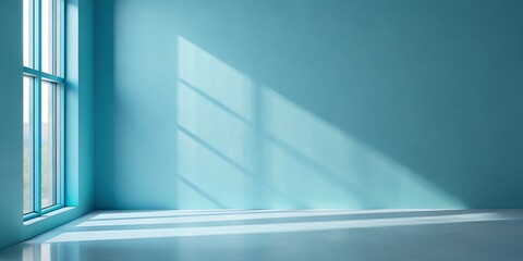 Blue Wall Room With Window Light and Shadows, Room, Interior Design, Minimalist