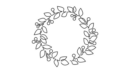  Single continuous line flower circle frame. Hand drawn round line border wedding invitation concept design one. Elegant minimalist floral sketch outline drawing vector illustration