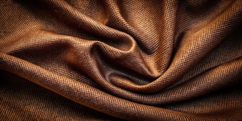 Fototapeta premium Brown Fabric Texture Close-up of a Luxurious Brown Fabric with Soft, Wrinkled Texture, Fabric, Texture, Brown