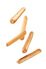 Bread sticks grissini on a white isolated background