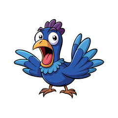 Colorful Cartoon Bird Screaming with Wide Eyes