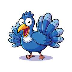 Colorful Cartoon Blue Bird Illustration - Fun and Playful Design