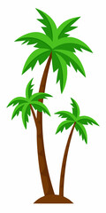  A cartoon illustration of three palm trees, perfect for adding a tropical vibe to your designs. This cheerful and bright graphic is ideal for summer projects, beach-themed creations.