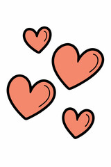  A playful illustration of four pink hearts scattered across a white background. The hearts are drawn in a simple, hand-drawn style, perfect for adding a touch of whimsy to your designs.