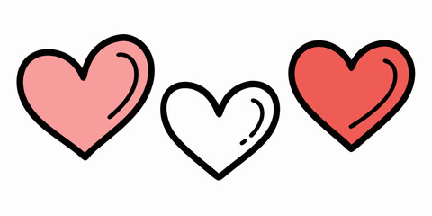  A set of three hand-drawn hearts in different colors, perfect for adding a touch of love and whimsy to your designs. These cute and simple hearts are ideal for Valentine's Day projects.