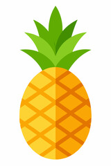  A simple and cheerful illustration of a pineapple with a yellow body and green leaves, perfect for adding a tropical touch to your designs. This graphic is ideal for use in projects related to food.