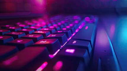 Obraz premium Colorful mechanical keyboards with vibrant lighting and close-up details. AI generated image