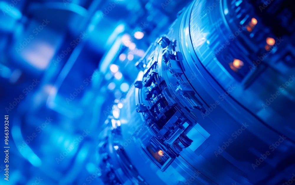 Poster a close-up of advanced technology components, showcasing intricate designs and glowing elements in a