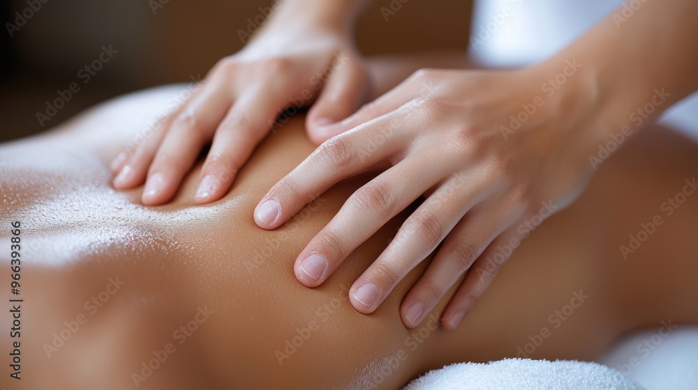 Sticker A woman getting a back massage in the spa, AI