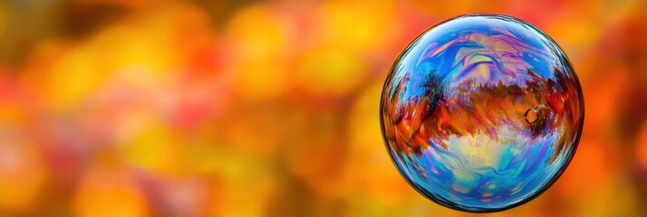 Colorful Soap Bubble on Blurred Background