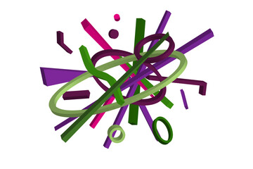 Volumetric multi-colored geometric shapes Abstract geometry. Background or cover design, vector.