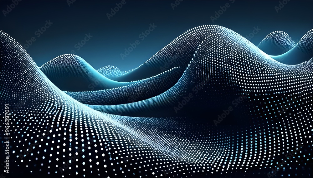 Aufkleber abstract polygonal wave technology connection dots and lines structure. 3d rendering.