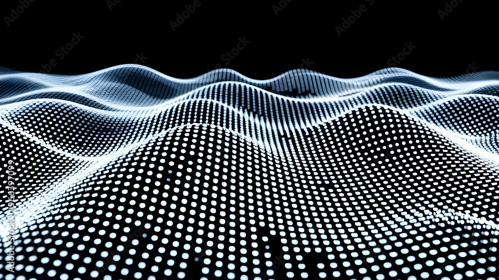 Poster abstract polygonal wave technology connection dots and lines structure. 3d rendering.