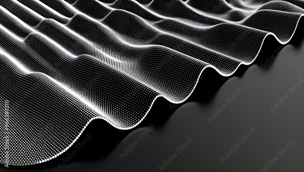 Poster abstract polygonal wave technology connection dots and lines structure. 3d rendering.