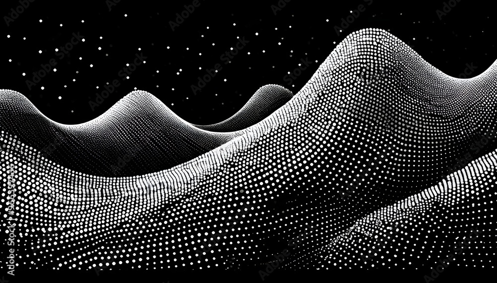 Aufkleber abstract polygonal wave technology connection dots and lines structure. 3d rendering.