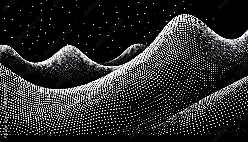 Aufkleber abstract polygonal wave technology connection dots and lines structure. 3d rendering.