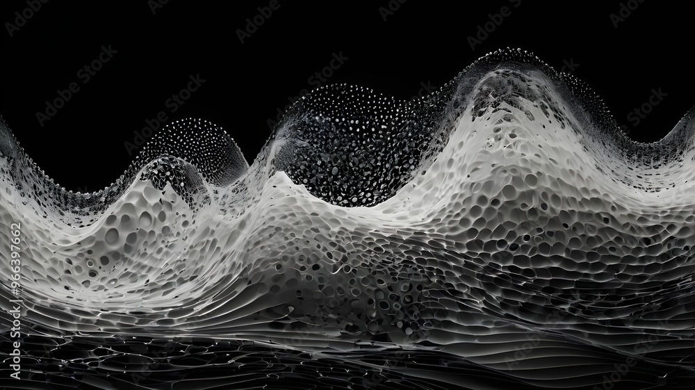 Aufkleber abstract polygonal wave technology connection dots and lines structure. 3d rendering.
