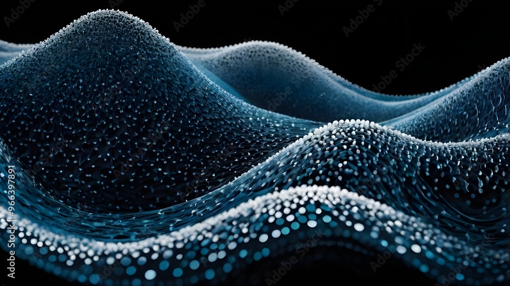 Aufkleber abstract polygonal wave technology connection dots and lines structure. 3d rendering