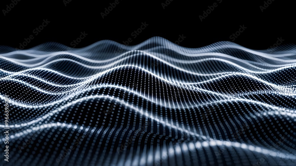 Aufkleber abstract polygonal wave technology connection dots and lines structure. 3d rendering