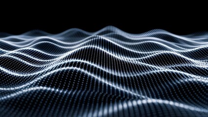 Abstract polygonal wave technology Connection dots and lines structure. 3d rendering