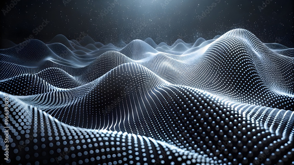 Aufkleber abstract polygonal wave technology connection dots and lines structure. 3d rendering