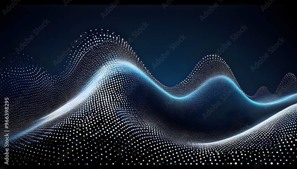 Poster abstract polygonal wave technology connection dots and lines structure. 3d rendering