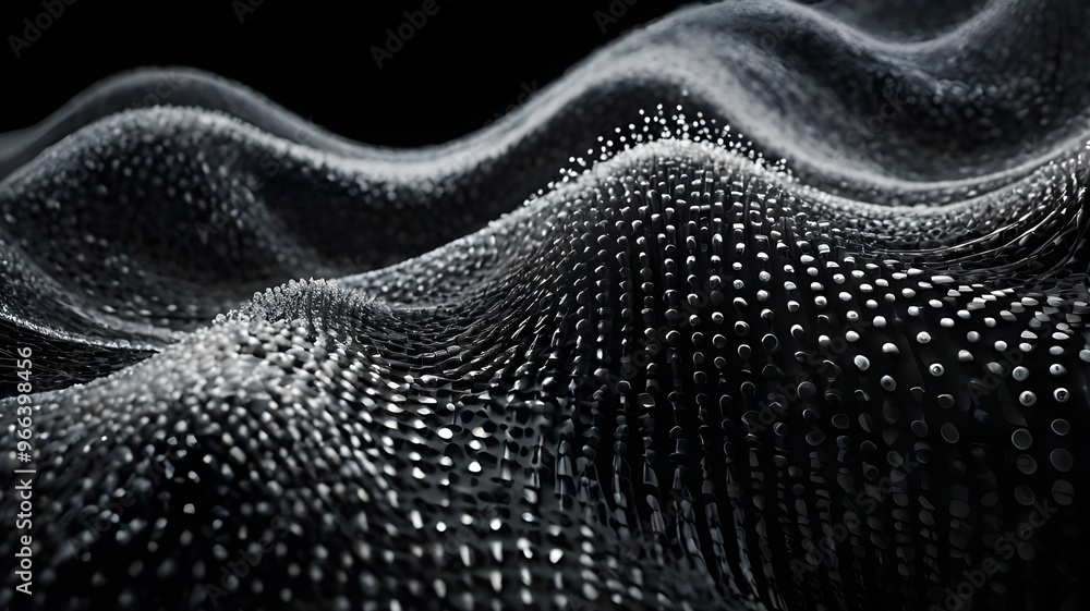 Aufkleber abstract polygonal wave technology connection dots and lines structure. 3d rendering