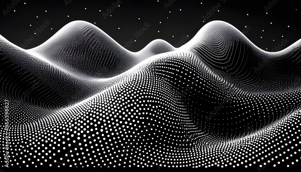 Aufkleber abstract polygonal wave technology connection dots and lines structure. 3d rendering