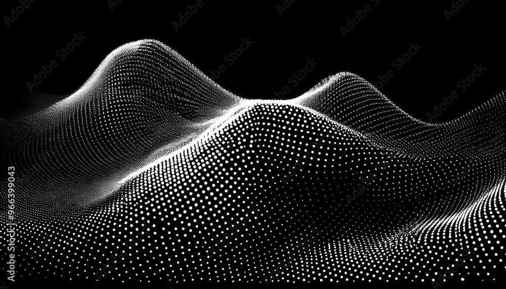 Fototapete abstract polygonal wave technology connection dots and lines structure. 3d rendering