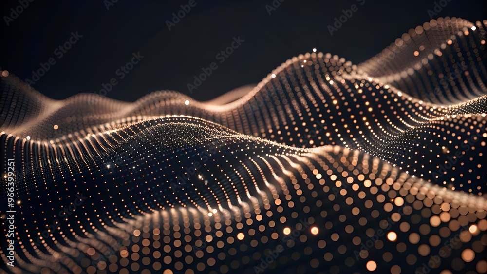 Poster abstract polygonal wave technology connection dots and lines structure. 3d rendering