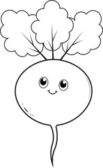 Cute Isolated beetroot outline, coloring page 